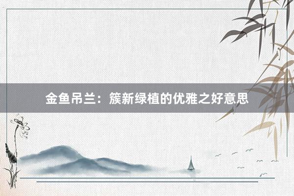 金鱼吊兰：簇新绿植的优雅之好意思
